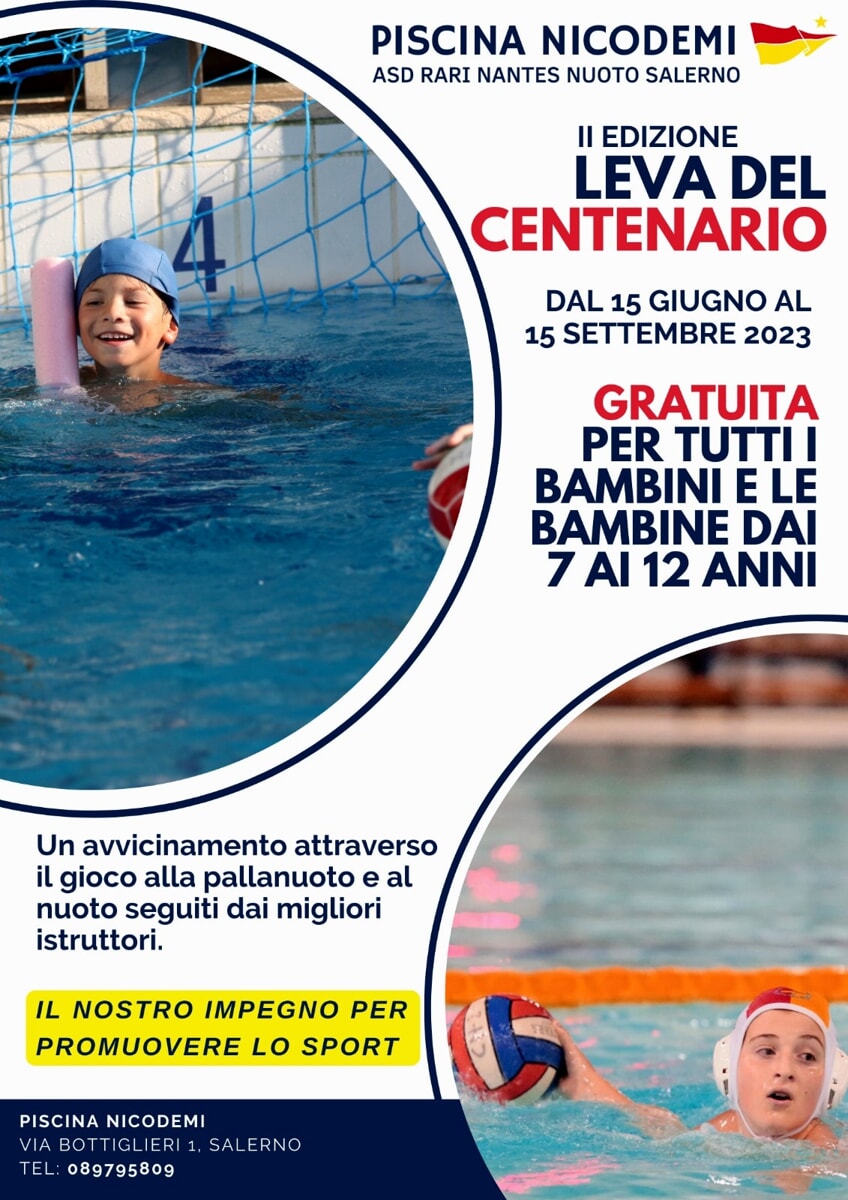 Sport e gioco: torna la “Leva del centenario”, l’iniziativa della Rari Nantes per avvicinare i bambini al nuoto