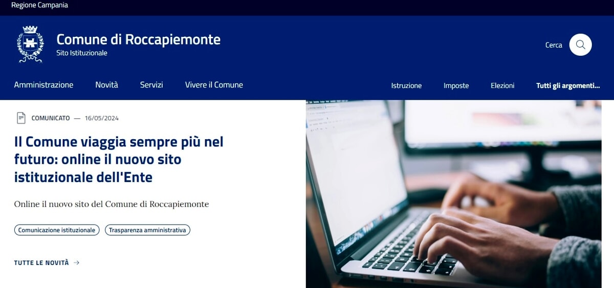 Roccapiemonte, nuovo sito web per il Comune: “Inseriamo un altro tassello nell’ambito dell’innovazione”